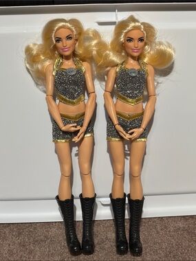 WWE charlotte flair Doll Duo with Sparkle Silver and Gold Outfits